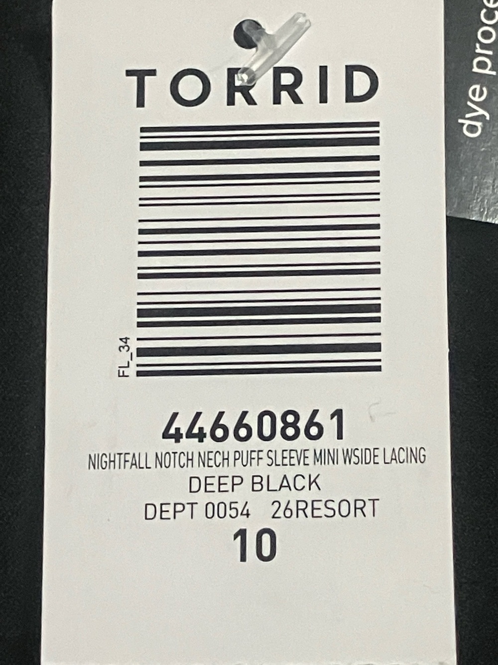 Torrid Nightfall Puff Sleeve Basque Waist Dress Black Size 10 Goth Cottagecore - Picture 15 of 15